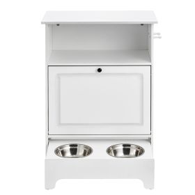 Pet Feeding Station with 2 Stainless Steel Bowls, Elevated Dog Bowls with Storage, Dog Food Storage and Feeder Station with Tilt Out Storage Cabi Pet Feeding Station with 2 Stainless Steel Bowls, Elevated Dog Bowls with Storage, Dog Food Storage and Feeder Station with Tilt Out Storage Cabi